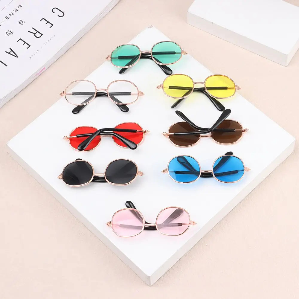 Gafas de sol en miniatura para muñeca Blythe, anteojos con montura de Metal, accesorios para muñecas Blythe, accesorio para gafas de felpa, 8,5 cm