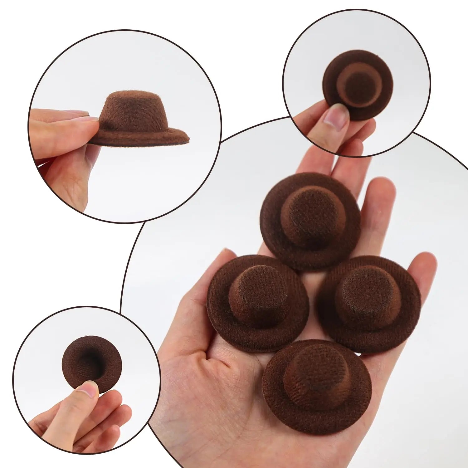 6/12/24 Uds Mini sombrero de copa pequeños sombreros formales en miniatura fieltro para manualidades accesorios para muñecas adornos para fiesta de Navidad 1,6"