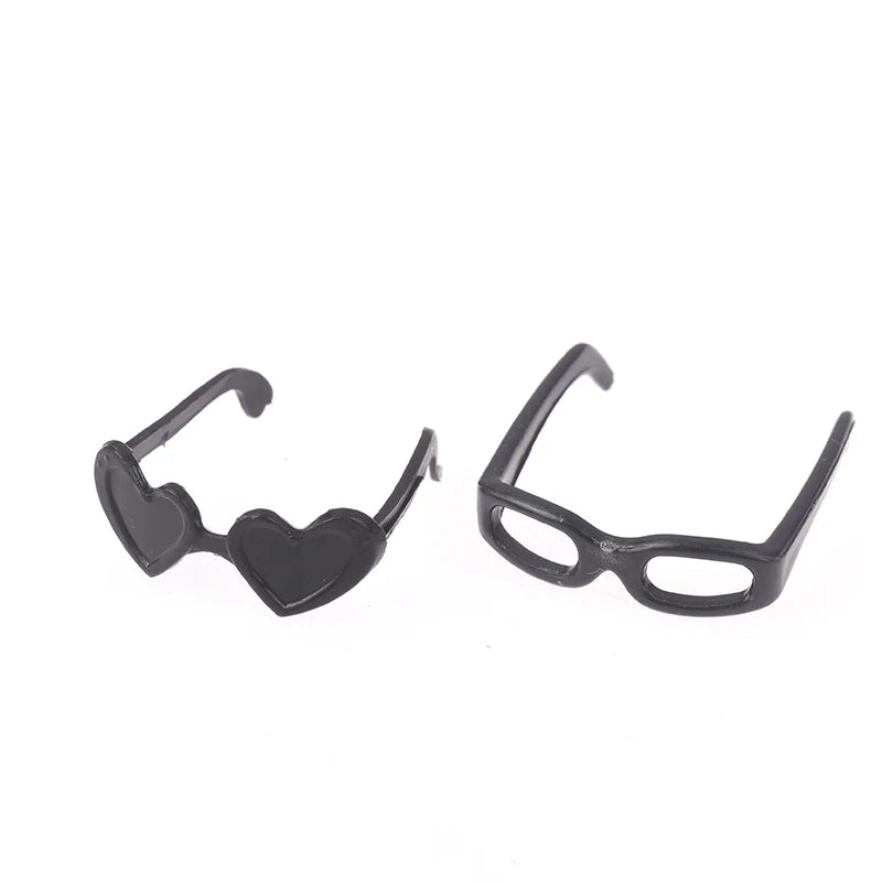 20 piezas Mini gafas de plástico con montura redonda, gafas para muñecas altas, juguete para niños, Mini gafas, accesorios aleatorios para muñecas