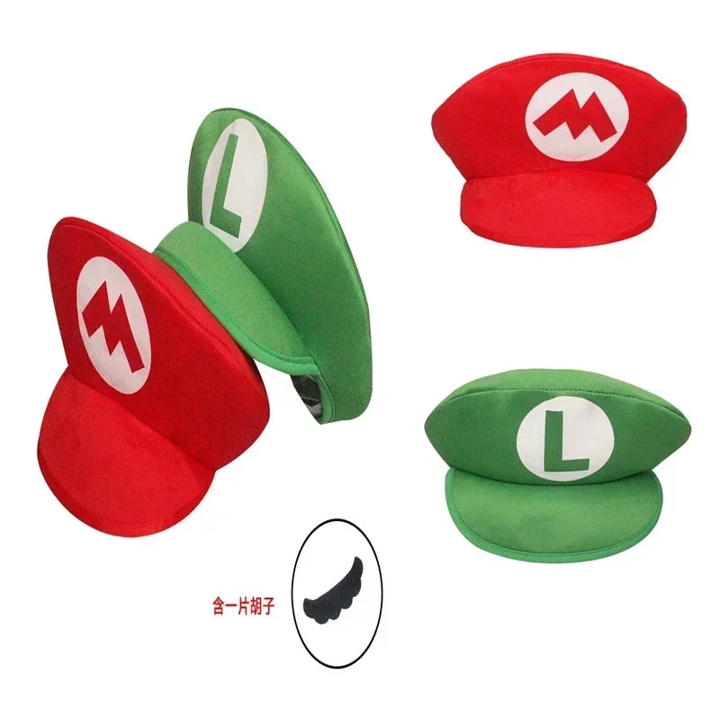 Gorro de dibujos animados Super Mario Bros para adultos y niños, juego de Luigi Bors, Cosplay, rojo, verde, regalo