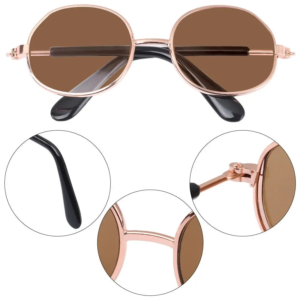 Gafas de sol en miniatura para muñeca Blythe, anteojos con montura de Metal, accesorios para muñecas Blythe, accesorio para gafas de felpa, 8,5 cm