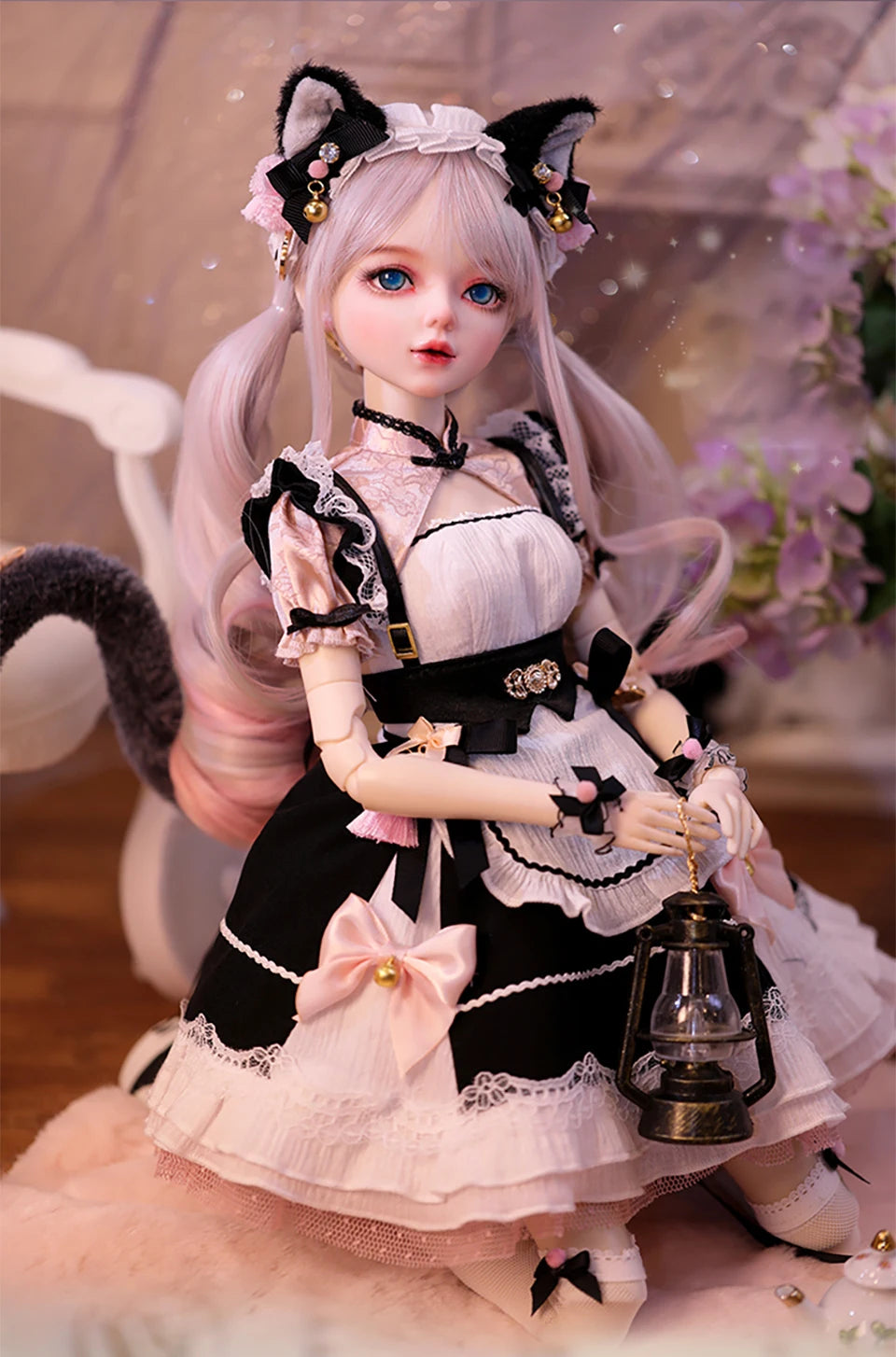 1/3 muñeca BJD disfraz de gato maquillaje de diseñador cara de bebé buena masa corporal articulaciones femeninas muñeca de cuerpo móvil maquillaje DIY 60cm juguete gifi