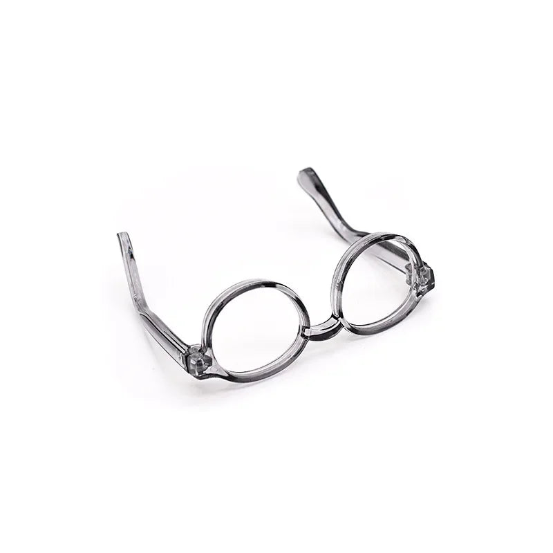 Gafas para muñecas Labubu de 17cm, gafas para muñecas de 6,5 cm de longitud, lentes transparentes, montura redonda, gafas, accesorios de ropa para muñecas