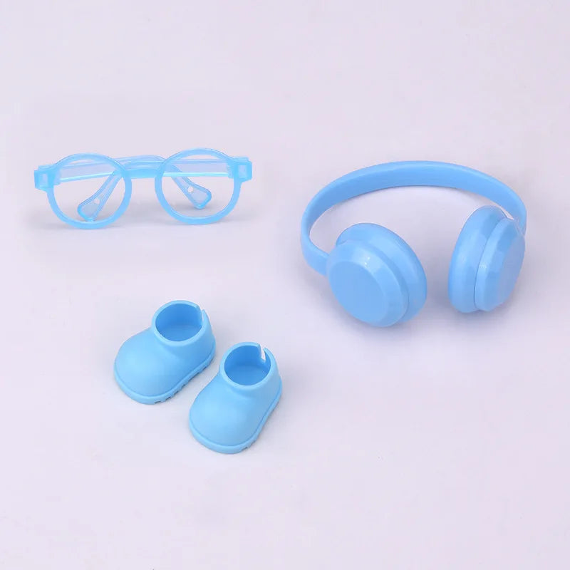 Para muñeca labubu de 15/17cm, auriculares de colores Macaron, gafas, zapatos, muñecos de peluche labubu, diseño 3,0, accesorios de juguetes de ropa diy