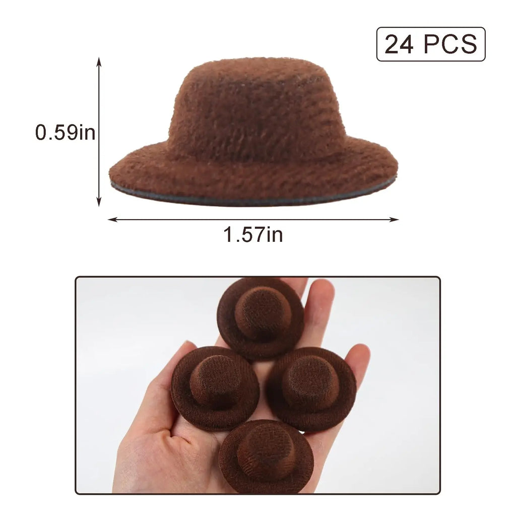 6/12/24 Uds Mini sombrero de copa pequeños sombreros formales en miniatura fieltro para manualidades accesorios para muñecas adornos para fiesta de Navidad 1,6"
