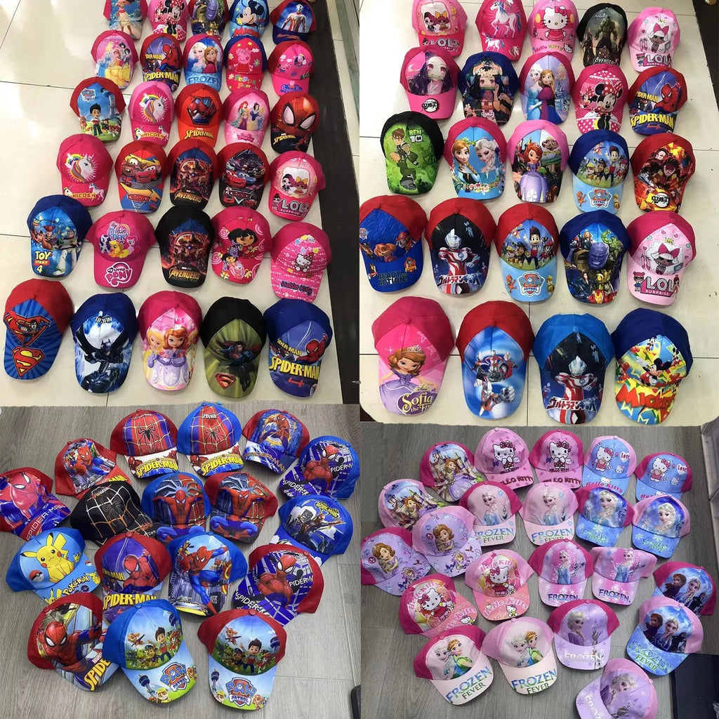 Sombrero de dibujos animados de Disney para niño y niña, gorra de viaje con diseño de princesa Frozen, Mickey Mouse, Spiderman y Mickey, juguetes de regalo para niños de 2 a 8 años, novedad
