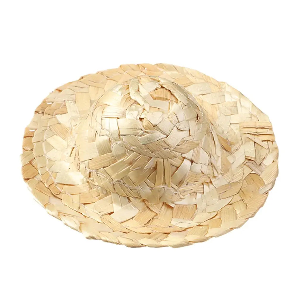 Sombrero de paja tejido, decoración artesanal, gorros para muñecas, manualidades de varios tamaños, juguetes bonitos, accesorios para muñecas