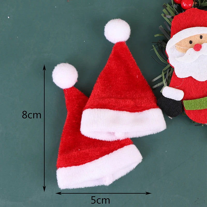 Sombrero de Papá Noel en miniatura para casa de muñecas, accesorios para muñecas, sombrero rojo, decoración del hogar, regalo de Navidad para niños, 2 piezas