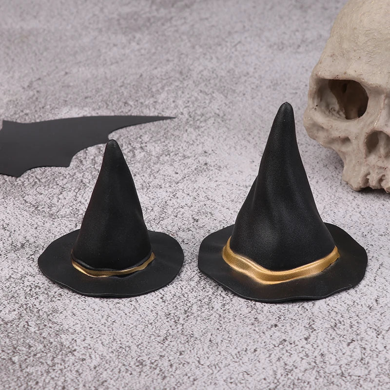 Sombreros pequeños de tela de fieltro para muñeca, cubierta de adorno, sombrero de bruja en miniatura, sombreros pequeños para decoración de pastel, juguete de decoración de Halloween, 6/10 piezas