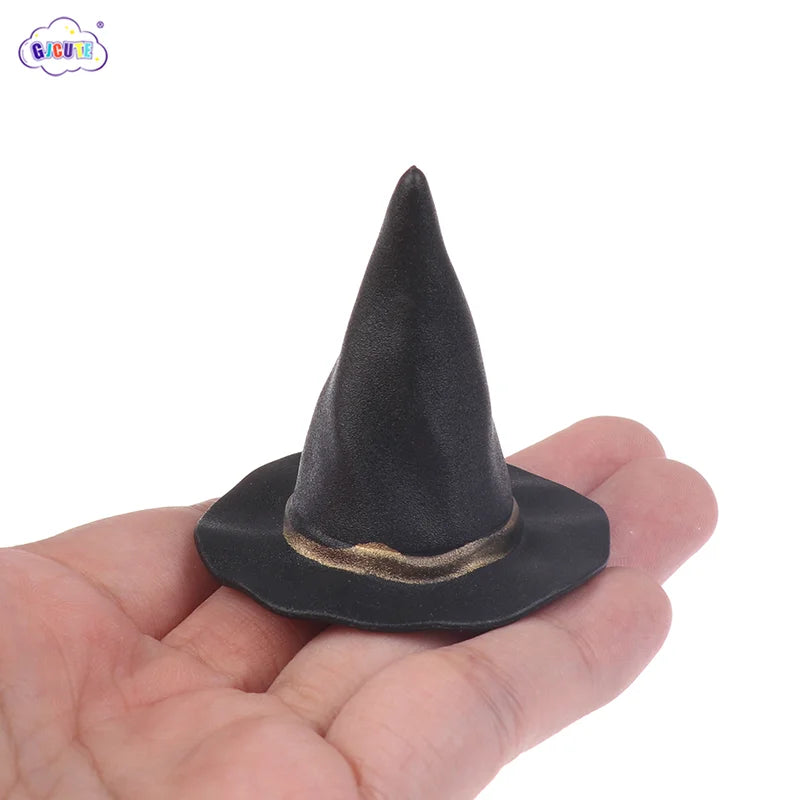 Sombreros pequeños de tela de fieltro para muñeca, cubierta de adorno, sombrero de bruja en miniatura, sombreros pequeños para decoración de pastel, juguete de decoración de Halloween, 6/10 piezas