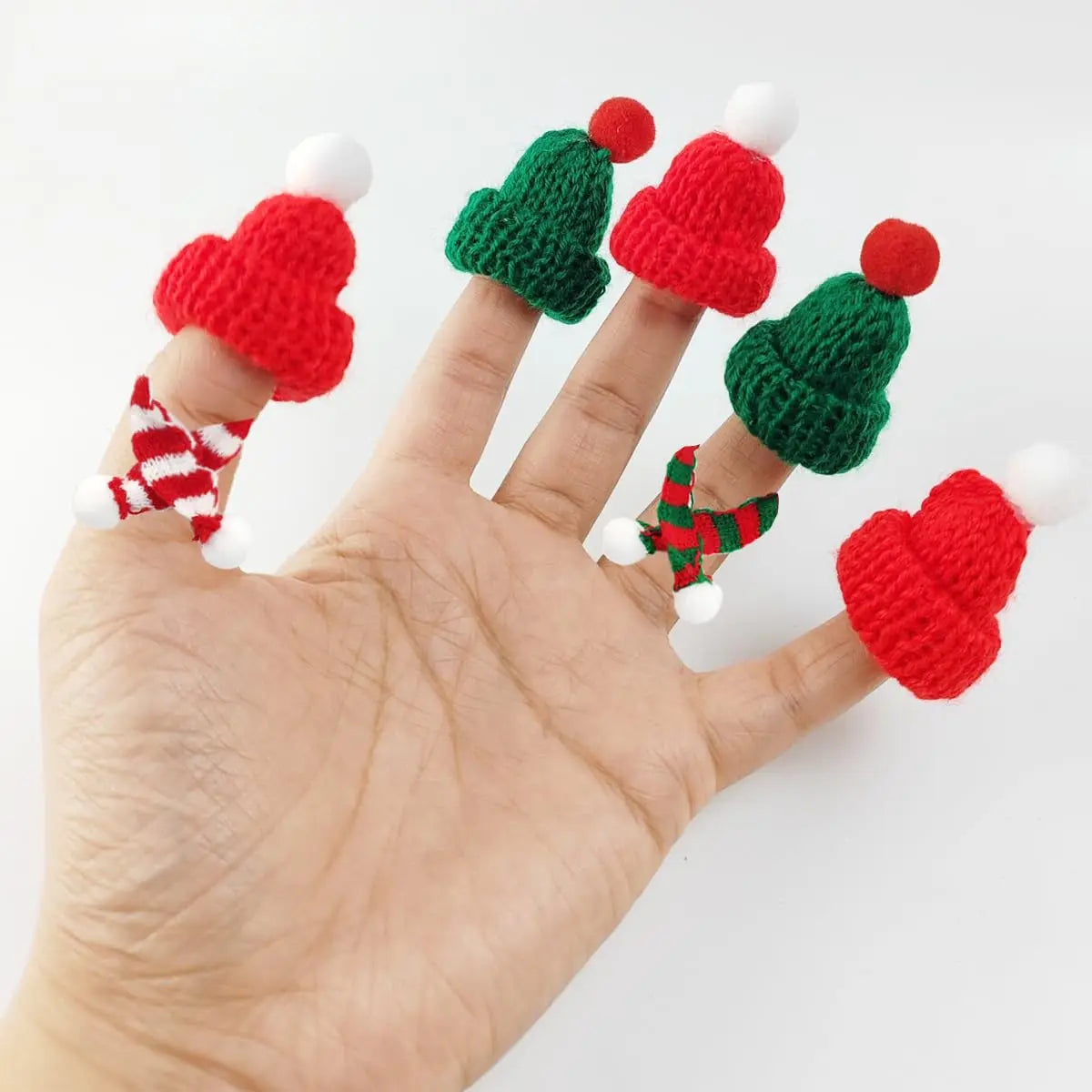 12/24 Uds Mini gorro de punto Mini bufanda de Navidad conjunto Mini sombreros de Papá Noel para manualidades Mini decoraciones navideñas adornos de árbol