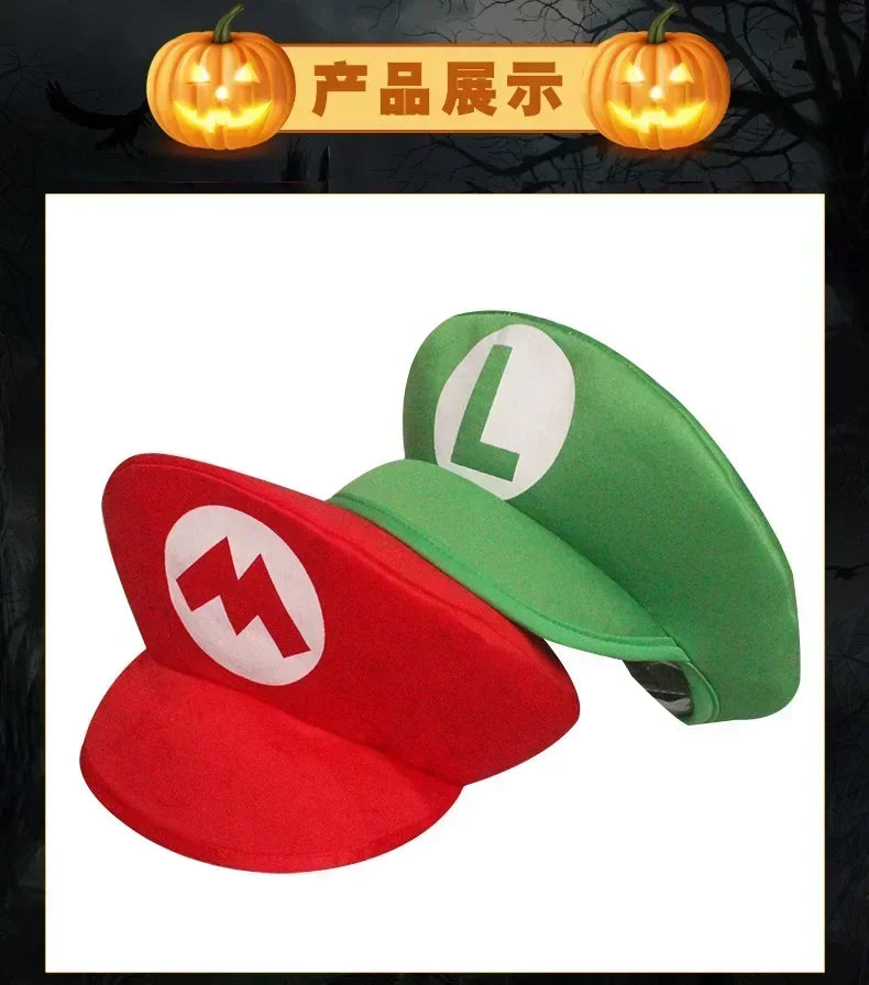 Sombrero de dibujos animados de Super Marios Bros, juego para niños y adultos, sombreros de Cosplay de Super Luigi Bors, gorra roja y verde, regalos de disfraz para niños