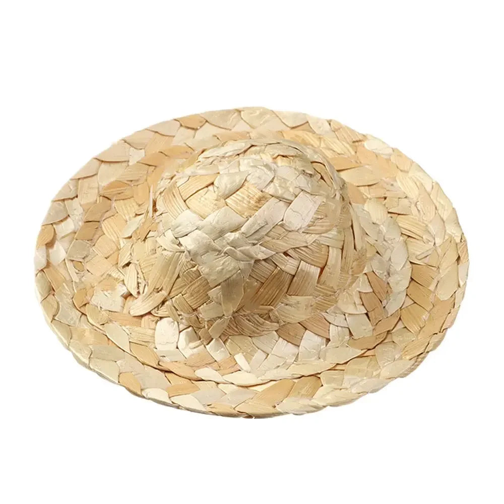 Sombrero de paja tejido para manualidades de varios tamaños, decoración artesanal, gorros para muñecas, juguetes, accesorios para muñecas Diy
