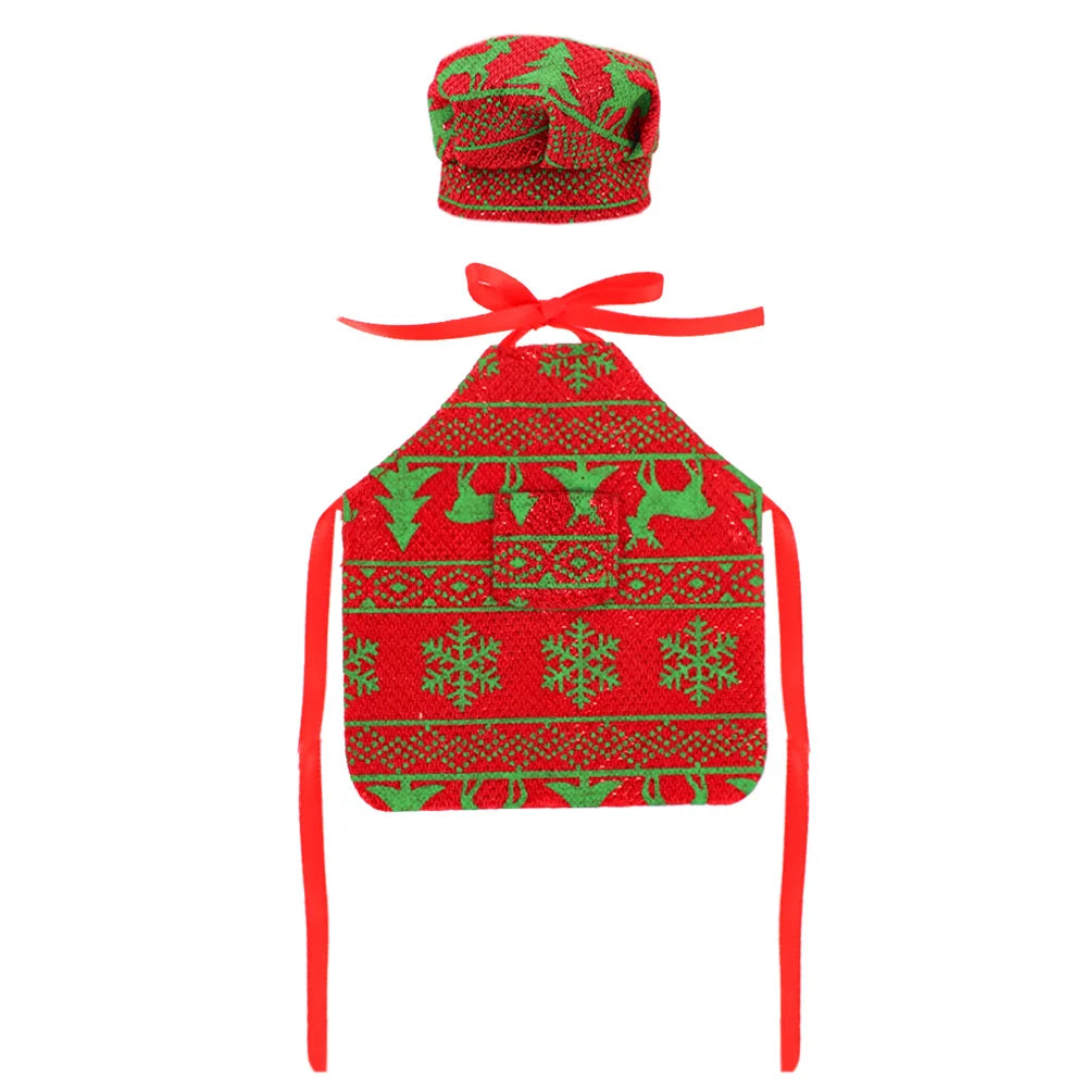 Delantal con estampado de muñeca Pop, sombrero de Chef, estilo de patrón navideño para muñecas Bjd 1/6 y accesorios para muñecas navideñas de espíritu de 30Cm, juguetes para niñas