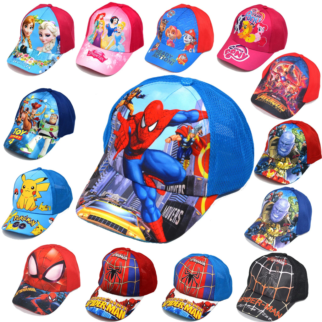 Sombrero de dibujos animados de Disney para niño y niña, gorra de viaje con diseño de princesa Frozen, Mickey Mouse, Spiderman y Mickey, juguetes de regalo para niños de 2 a 8 años, novedad
