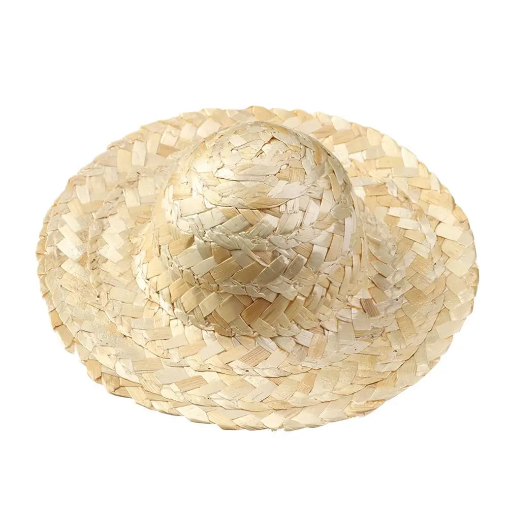 Mini sombrero de paja tejido, accesorios para muñecas, decoración DIY, manualidades, juguetes lindos, varios tamaños