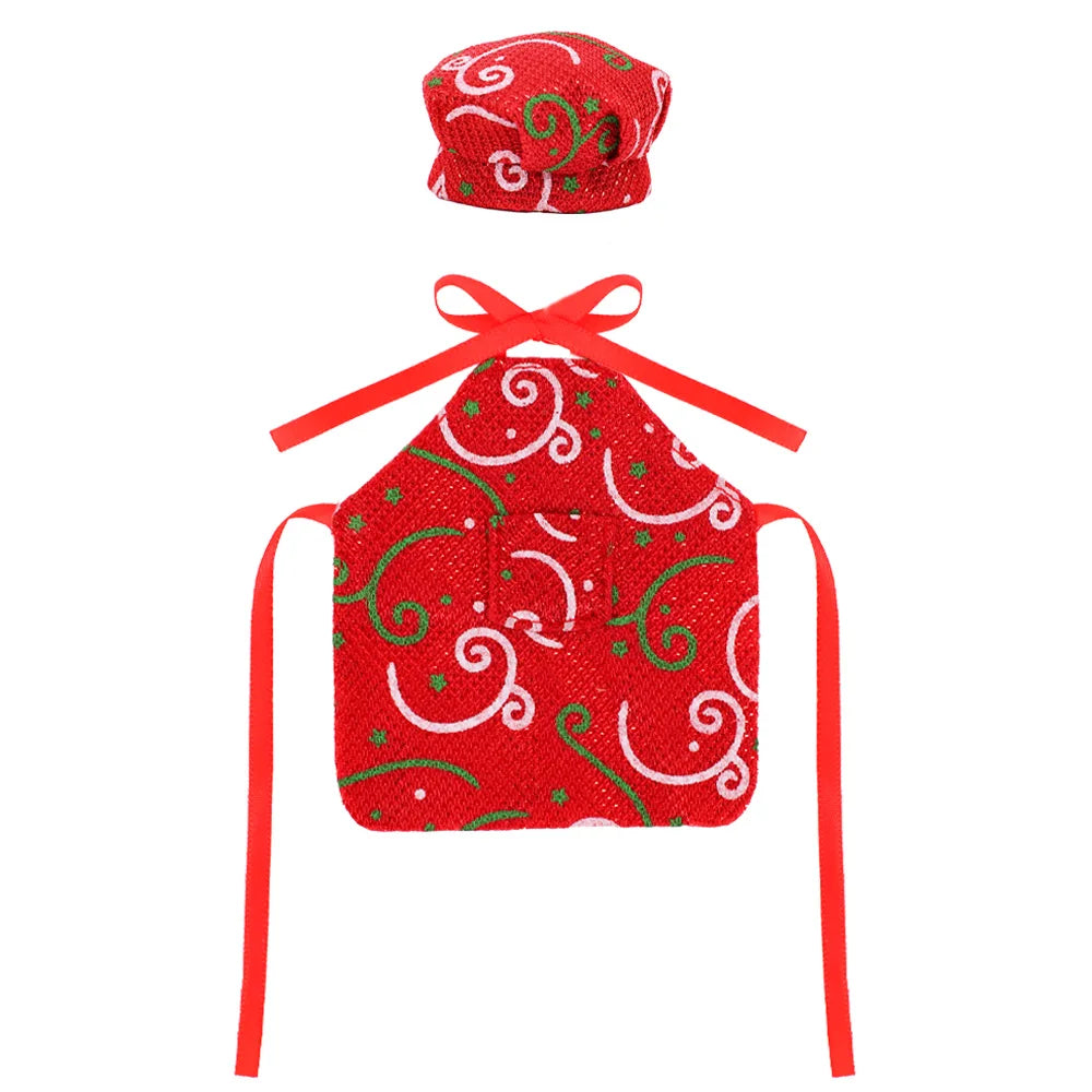 Delantal con estampado de muñeca Pop, sombrero de Chef, estilo de patrón navideño para muñecas Bjd 1/6 y accesorios para muñecas navideñas de espíritu de 30Cm, juguetes para niñas
