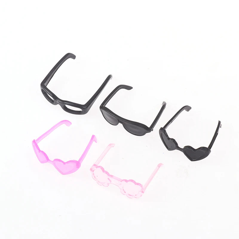 20 piezas Mini gafas de plástico con montura redonda, gafas para muñecas altas, juguete para niños, Mini gafas, accesorios aleatorios para muñecas