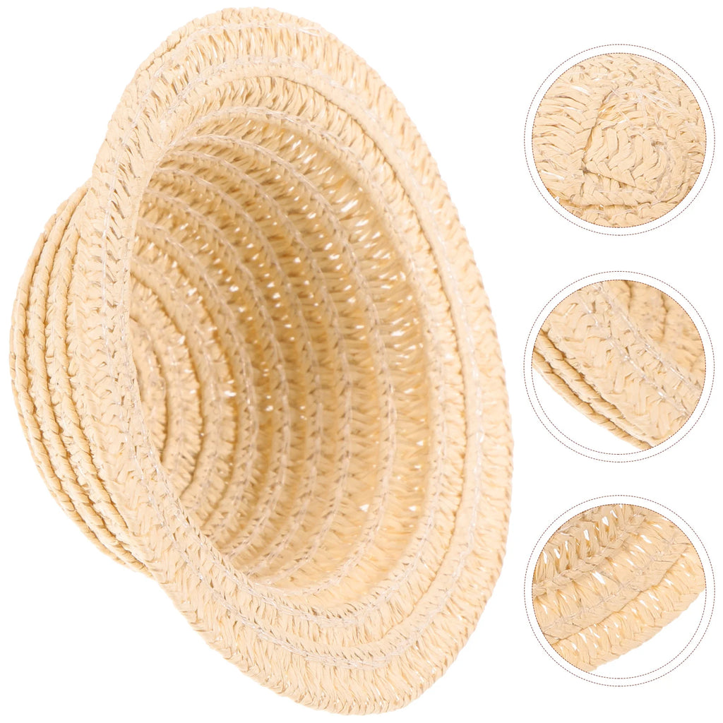 Accesorio decorativo de paja en miniatura, sombrero tejido artesanal para muñecas, Mini sombrero tejido amarillo, accesorio para fotografía, juguete artesanal, regalo para niños
