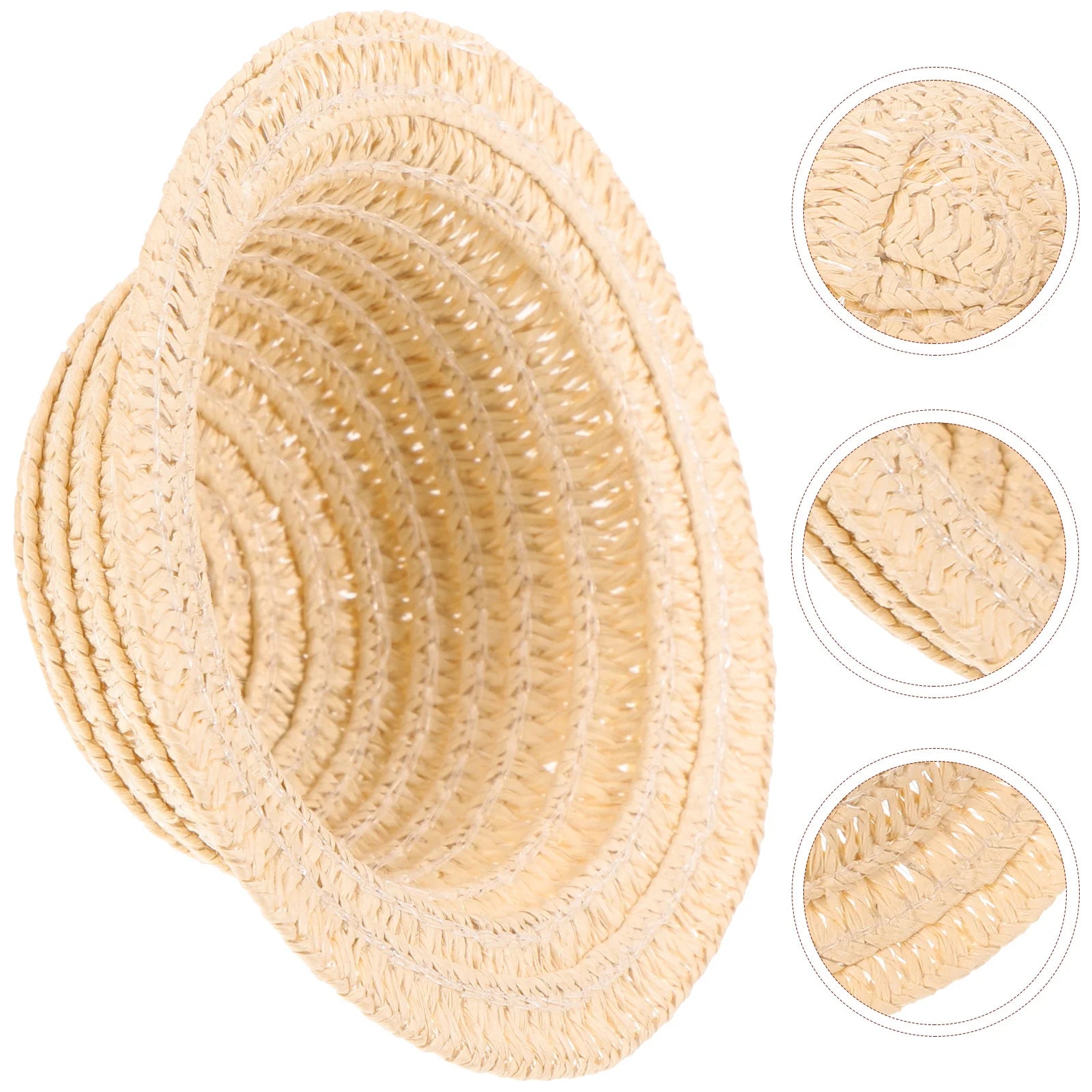 Accesorio decorativo de paja en miniatura, sombrero tejido artesanal para muñecas, Mini sombrero tejido amarillo, accesorio para fotografía, juguete artesanal, regalo para niños