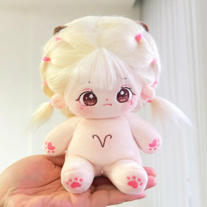 Muñeco de peluche de algodón Kawaii de 20cm, figura de superestrella rellena de ídolo, muñeco de doce constelaciones que puede cambiar ropa, regalo