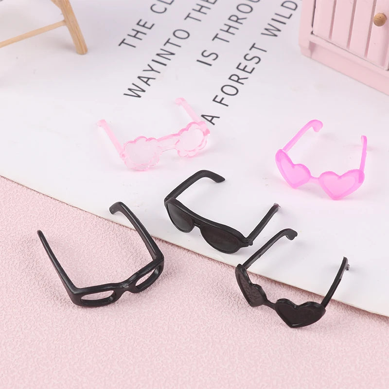 20 piezas Mini gafas de plástico con montura redonda, gafas para muñecas altas, juguete para niños, Mini gafas, accesorios aleatorios para muñecas