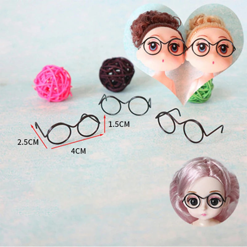 5 uds. De bonitas gafas redondas para muñecas, montura para Bjd, gafas de juguete de peluche a la moda, accesorios DIY, juguetes de vestir para niñas