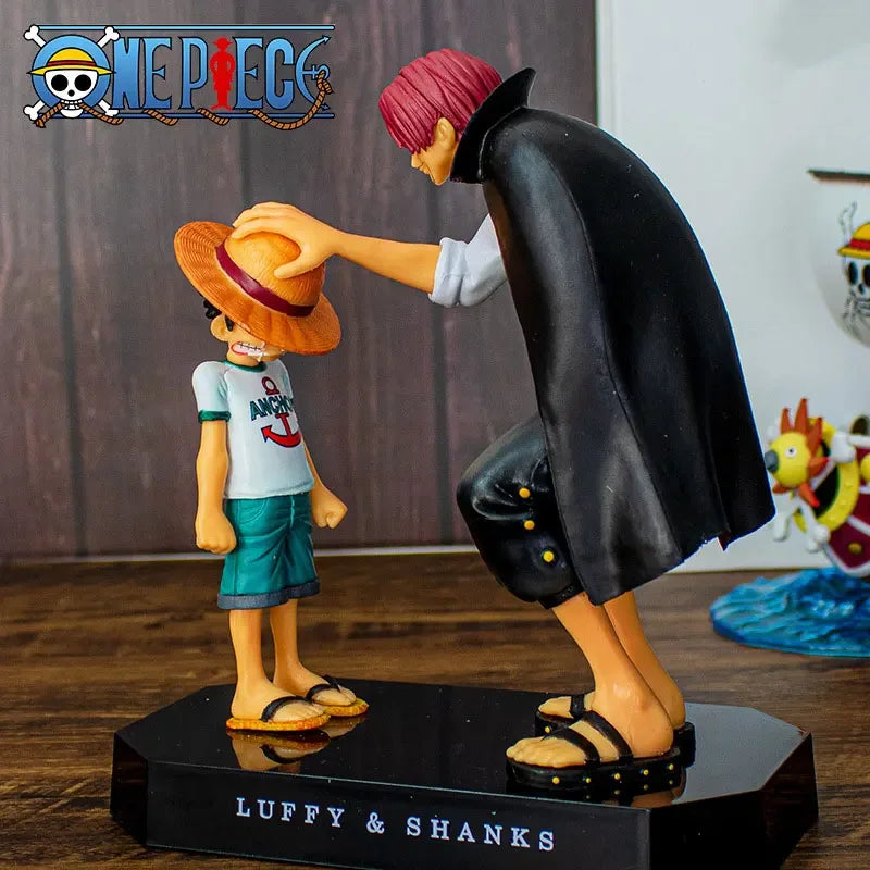 Figura de acción de una pieza de 18cm, mono de PVC D Luffy, sombrero de paja Luffy, vástagos de pelo rojo, cabeza de Pat, juguete, estatua de Anime, adornos modelo