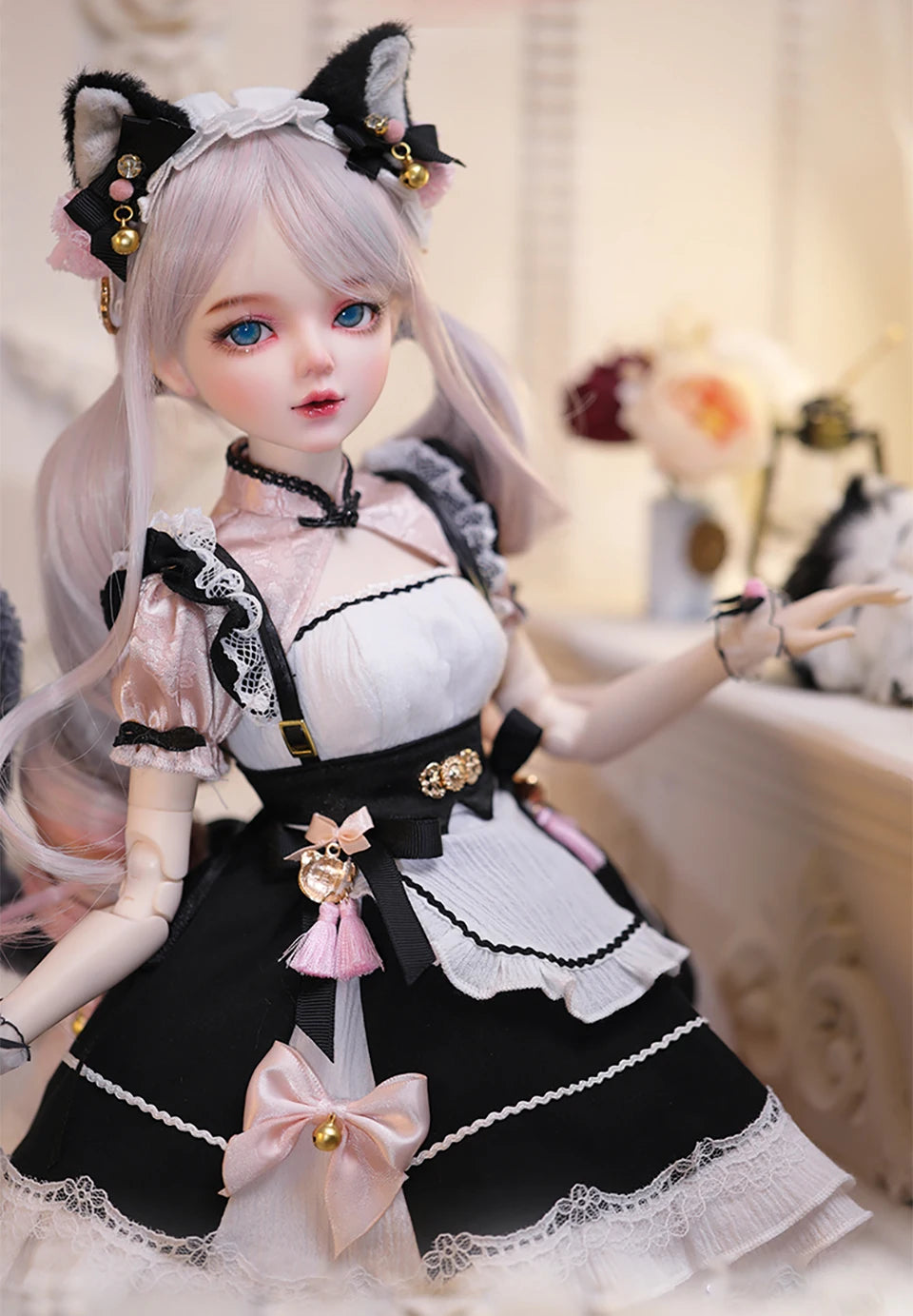 1/3 muñeca BJD disfraz de gato maquillaje de diseñador cara de bebé buena masa corporal articulaciones femeninas muñeca de cuerpo móvil maquillaje DIY 60cm juguete gifi