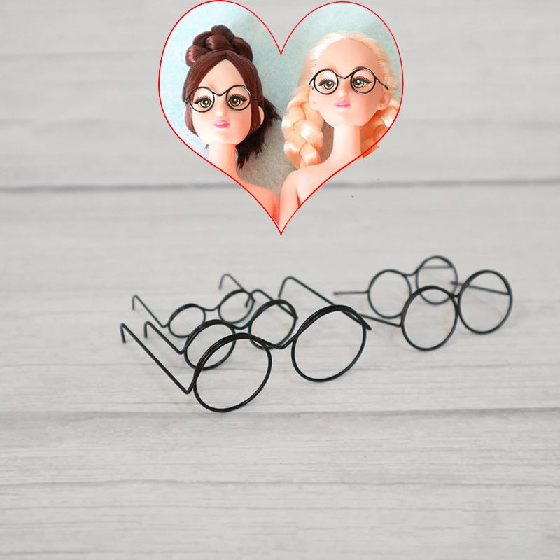 5 uds. De bonitas gafas redondas para muñecas, montura para Bjd, gafas de juguete de peluche a la moda, accesorios DIY, juguetes de vestir para niñas