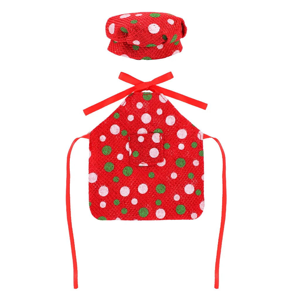 Delantal con estampado de muñeca Pop, sombrero de Chef, estilo de patrón navideño para muñecas Bjd 1/6 y accesorios para muñecas navideñas de espíritu de 30Cm, juguetes para niñas