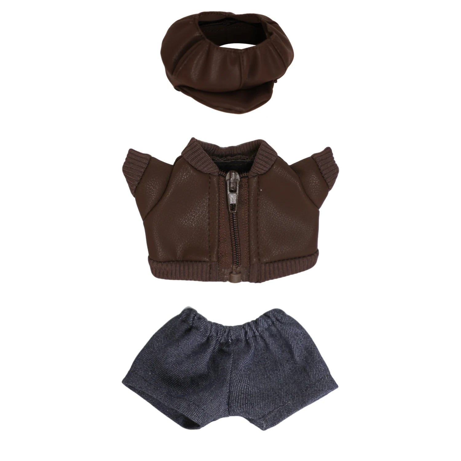 Para muñecas Labubu de 17cm, chaqueta de cuero negro + pantalones vaqueros + sombrero, traje, ropa Punk bonita para V1 V2 V3 Labubu, juguete de muñeca de algodón