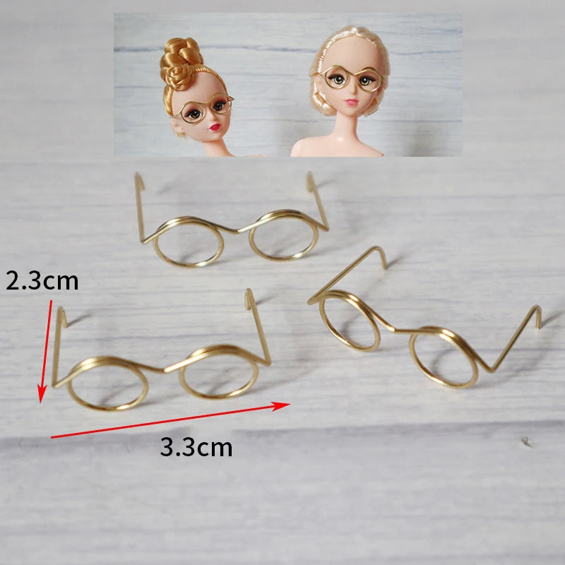 5 uds. De bonitas gafas redondas para muñecas, montura para Bjd, gafas de juguete de peluche a la moda, accesorios DIY, juguetes de vestir para niñas