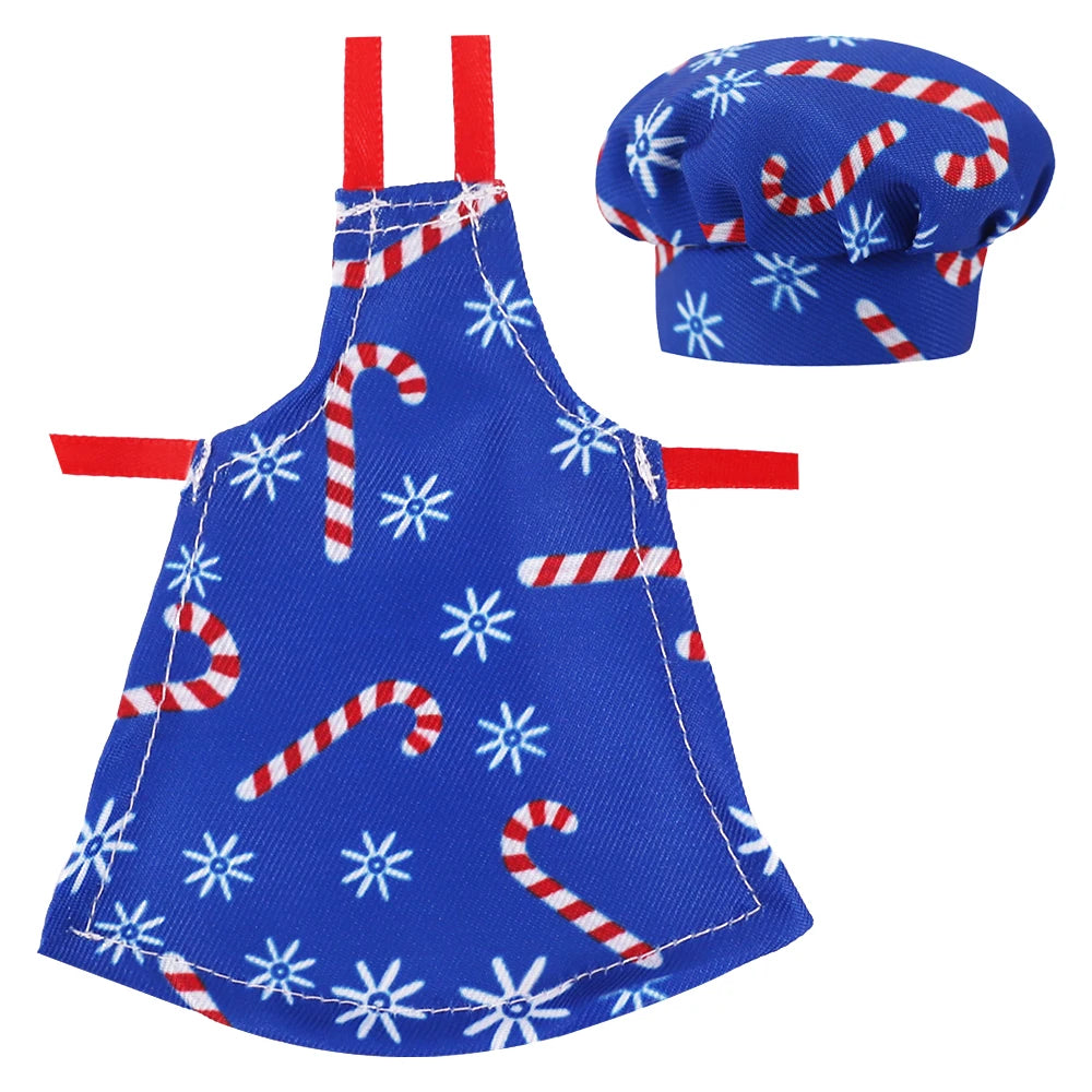Delantal con estampado de muñeca Pop, sombrero de Chef, estilo de patrón navideño para muñecas Bjd 1/6 y accesorios para muñecas navideñas de espíritu de 30Cm, juguetes para niñas