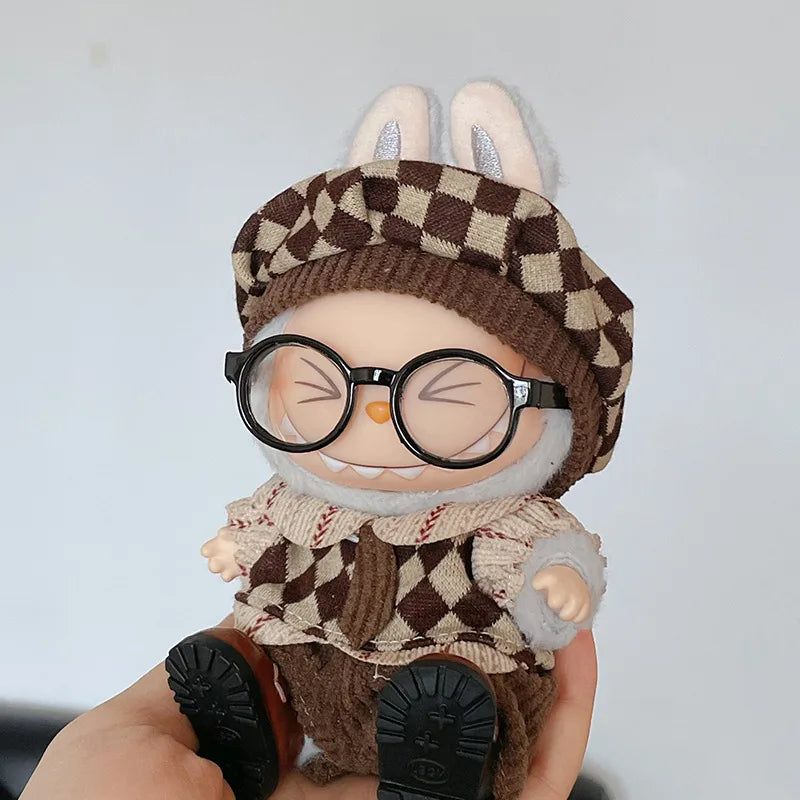 Gafas de 6,5 cm para accesorios de Labubu, gafas de plástico transparentes para muñecas Labubu, muñeco de peluche para juguetes DIY, accesorios de gafas para muñecas