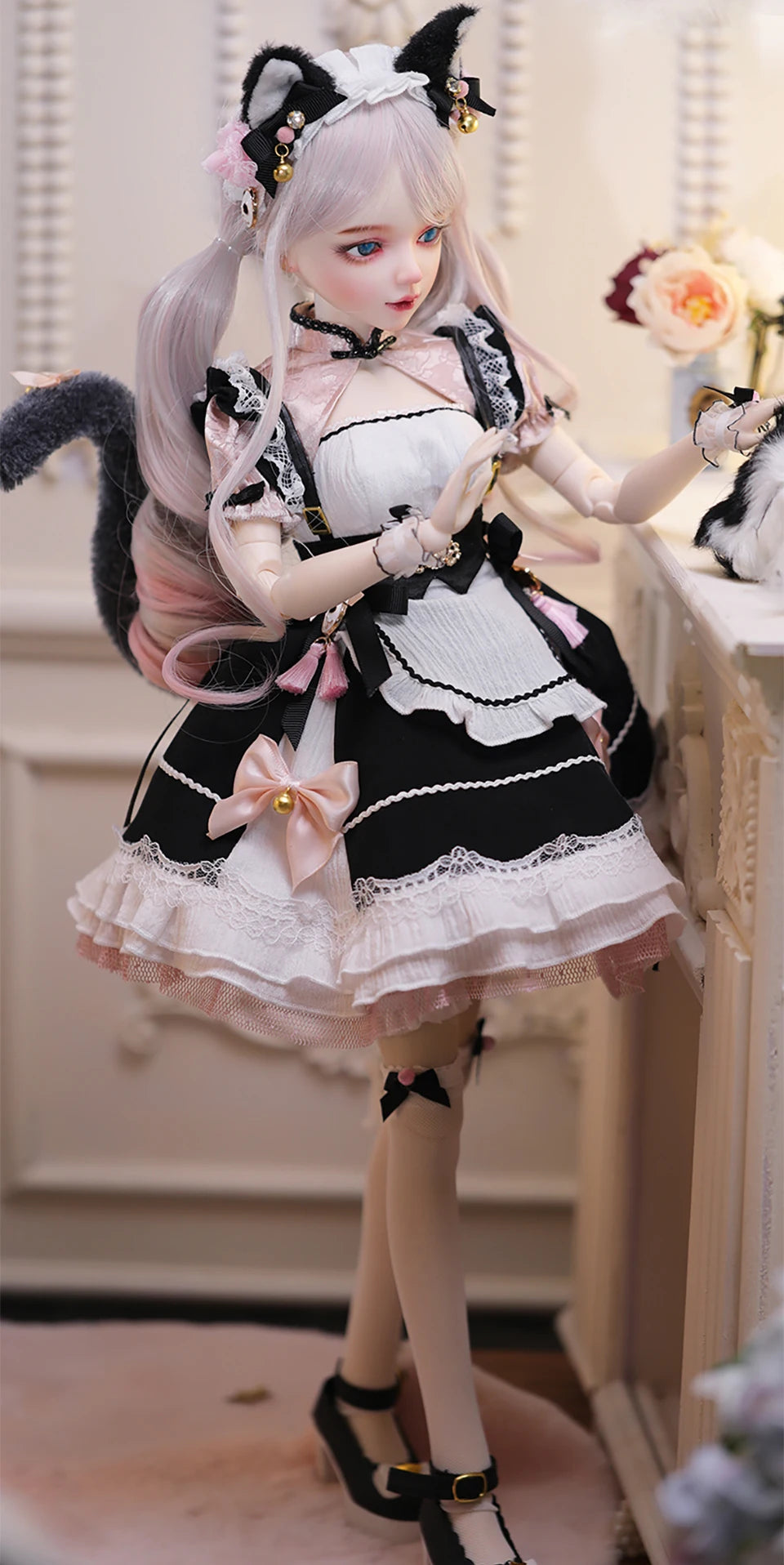 1/3 muñeca BJD disfraz de gato maquillaje de diseñador cara de bebé buena masa corporal articulaciones femeninas muñeca de cuerpo móvil maquillaje DIY 60cm juguete gifi