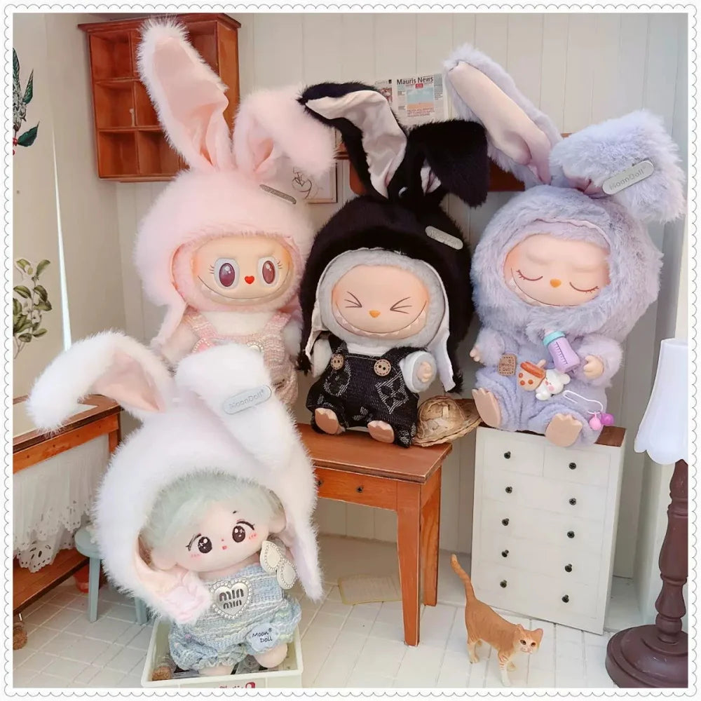 Bonita muñeca de algodón con orejas de conejo, sombrero para muñeca con cuerpo de estrella de 10/15/17cm, sombrero de felpa, accesorios de vestir, juguete DIY
