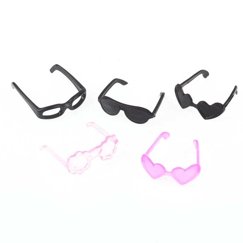 20 piezas Mini gafas de plástico con montura redonda, gafas para muñecas altas, juguete para niños, Mini gafas, accesorios aleatorios para muñecas
