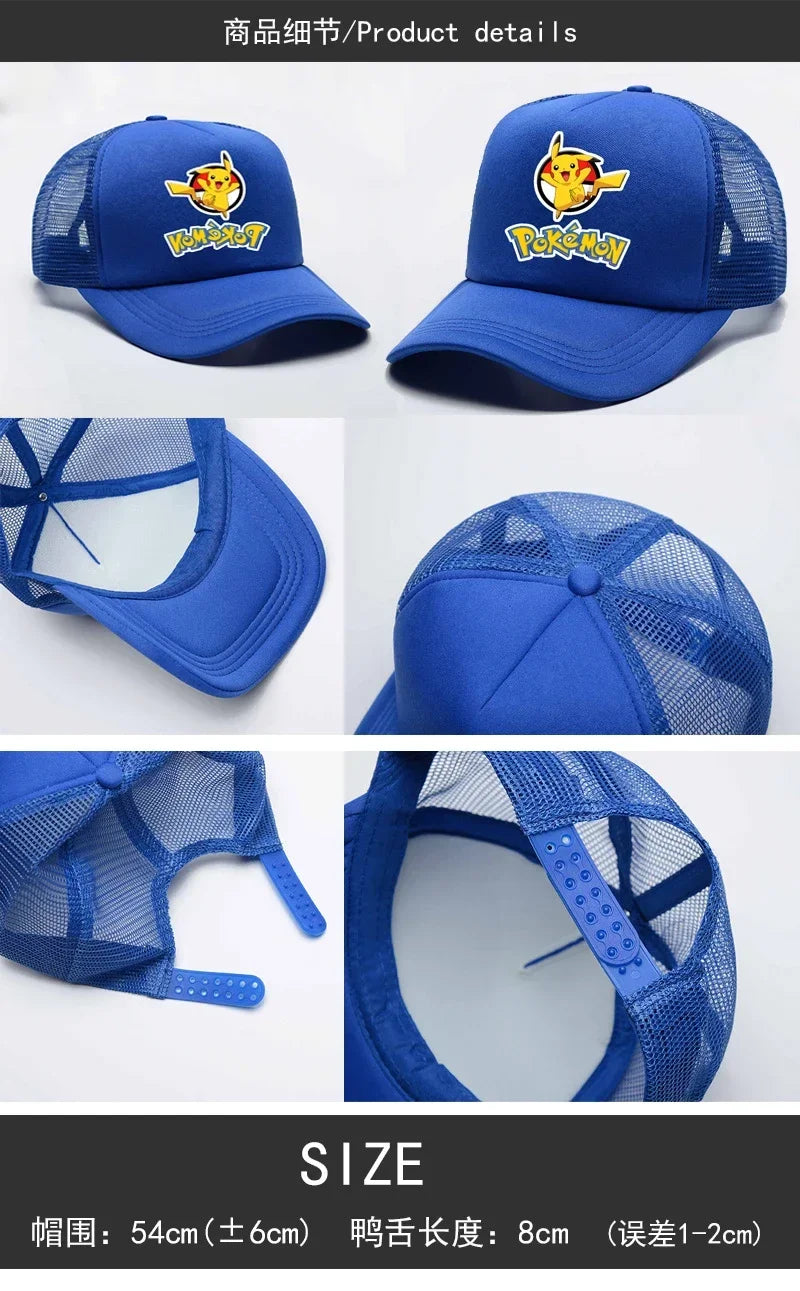 Nuevo Anime Pokemon Pikachu gorras de béisbol chico verano malla deportes al aire libre niños sombrero gorras de béisbol juguete de regalo de fiesta para niños