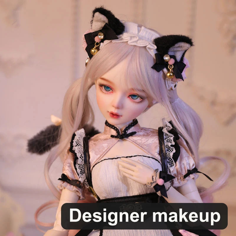 1/3 muñeca BJD disfraz de gato maquillaje de diseñador cara de bebé buena masa corporal articulaciones femeninas muñeca de cuerpo móvil maquillaje DIY 60cm juguete gifi