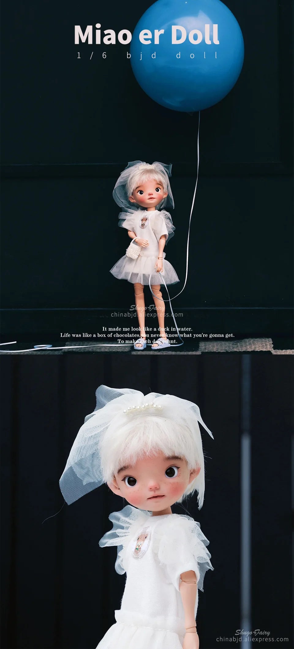 Shuga Fairy Miao 2 1/6 muñeca Bjd cabeza grande y extremidades pequeñas imagen de dibujos animados muñeca articulada móvil de resina