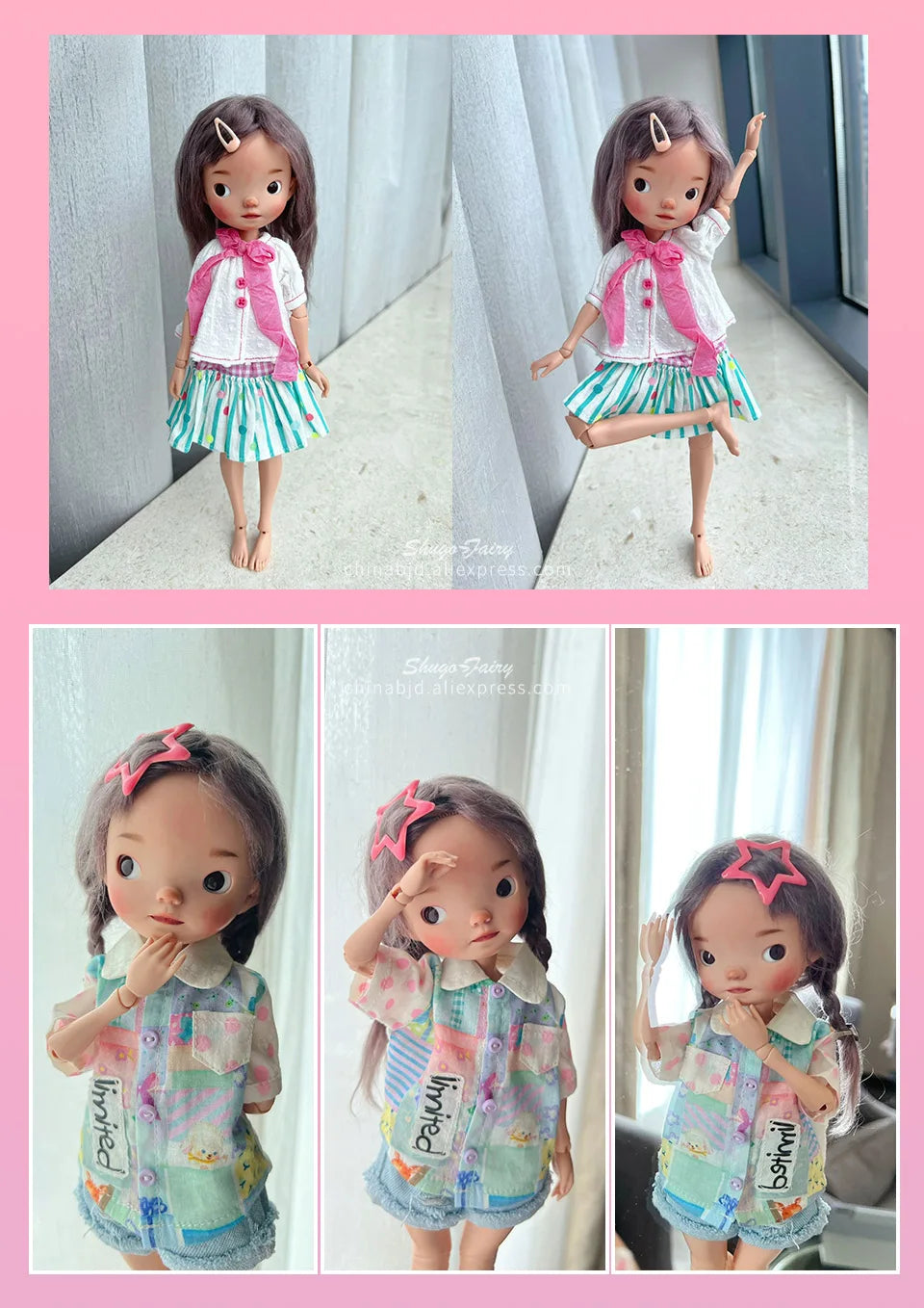 Shuga Fairy Miao 2 1/6 muñeca Bjd cabeza grande y extremidades pequeñas imagen de dibujos animados muñeca articulada móvil de resina
