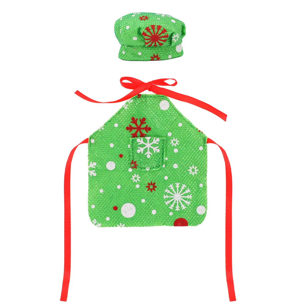 Delantal con estampado de muñeca Pop, sombrero de Chef, estilo de patrón navideño para muñecas Bjd 1/6 y accesorios para muñecas navideñas de espíritu de 30Cm, juguetes para niñas