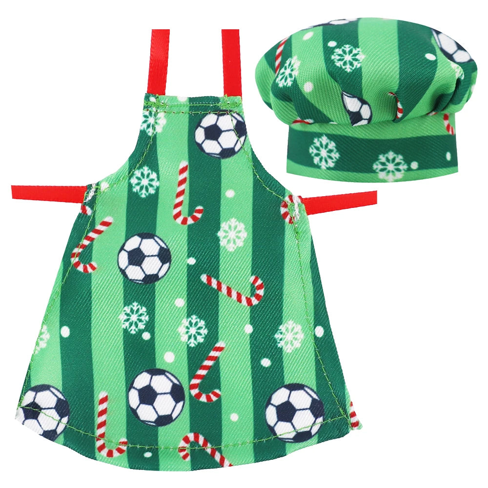 Delantal con estampado de muñeca Pop, sombrero de Chef, estilo de patrón navideño para muñecas Bjd 1/6 y accesorios para muñecas navideñas de espíritu de 30Cm, juguetes para niñas