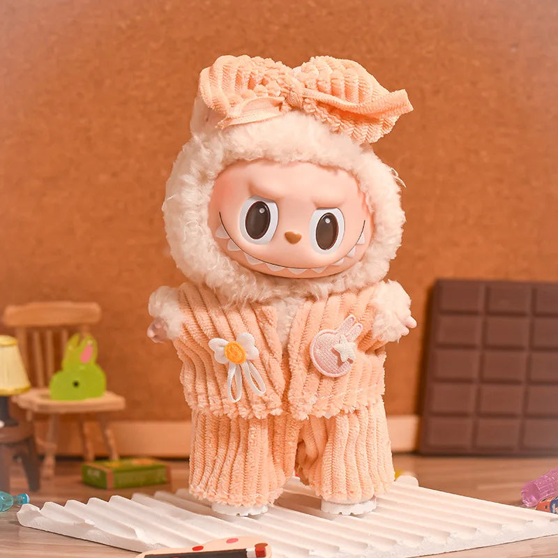 Accesorios de ropa para muñecas, falda/sombrero/pantalones con tirantes Labubu de 17cm, conjunto de pijama, vestido de juguete para muñecas, 1 Juego