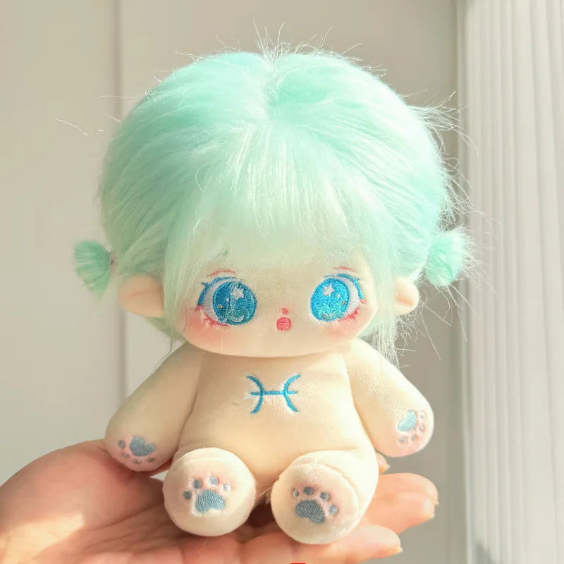 Muñeco de peluche de algodón Kawaii de 20cm, figura de superestrella rellena de ídolo, muñeco de doce constelaciones que puede cambiar ropa, regalo