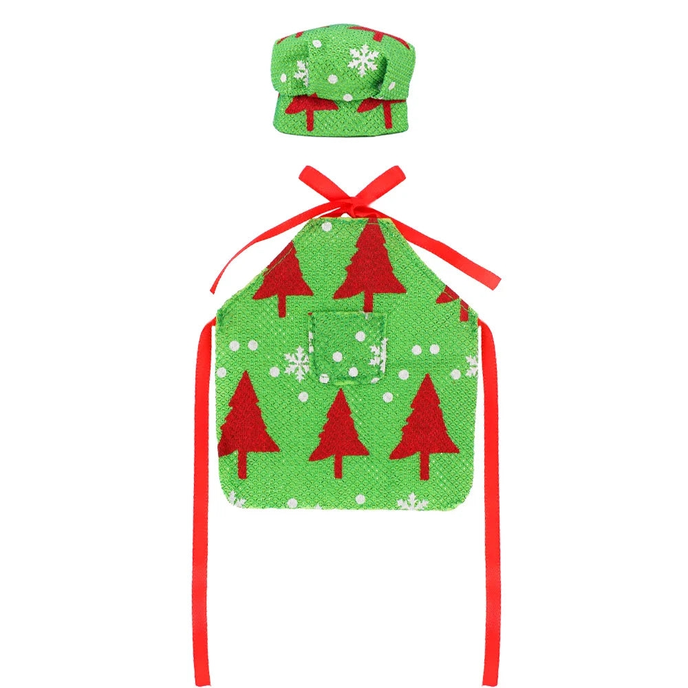 Delantal con estampado de muñeca Pop, sombrero de Chef, estilo de patrón navideño para muñecas Bjd 1/6 y accesorios para muñecas navideñas de espíritu de 30Cm, juguetes para niñas