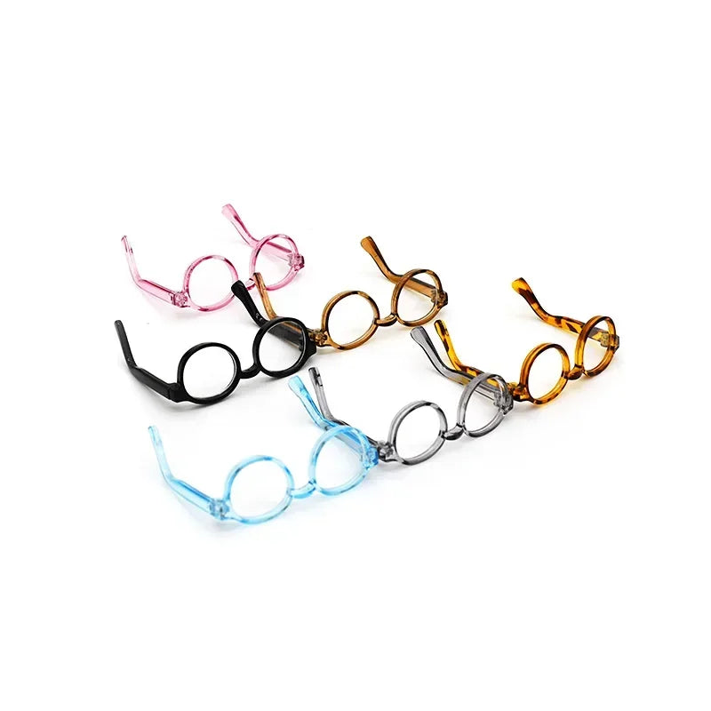 Gafas para muñecas Labubu de 17cm, gafas para muñecas de 6,5 cm de longitud, lentes transparentes, montura redonda, gafas, accesorios de ropa para muñecas