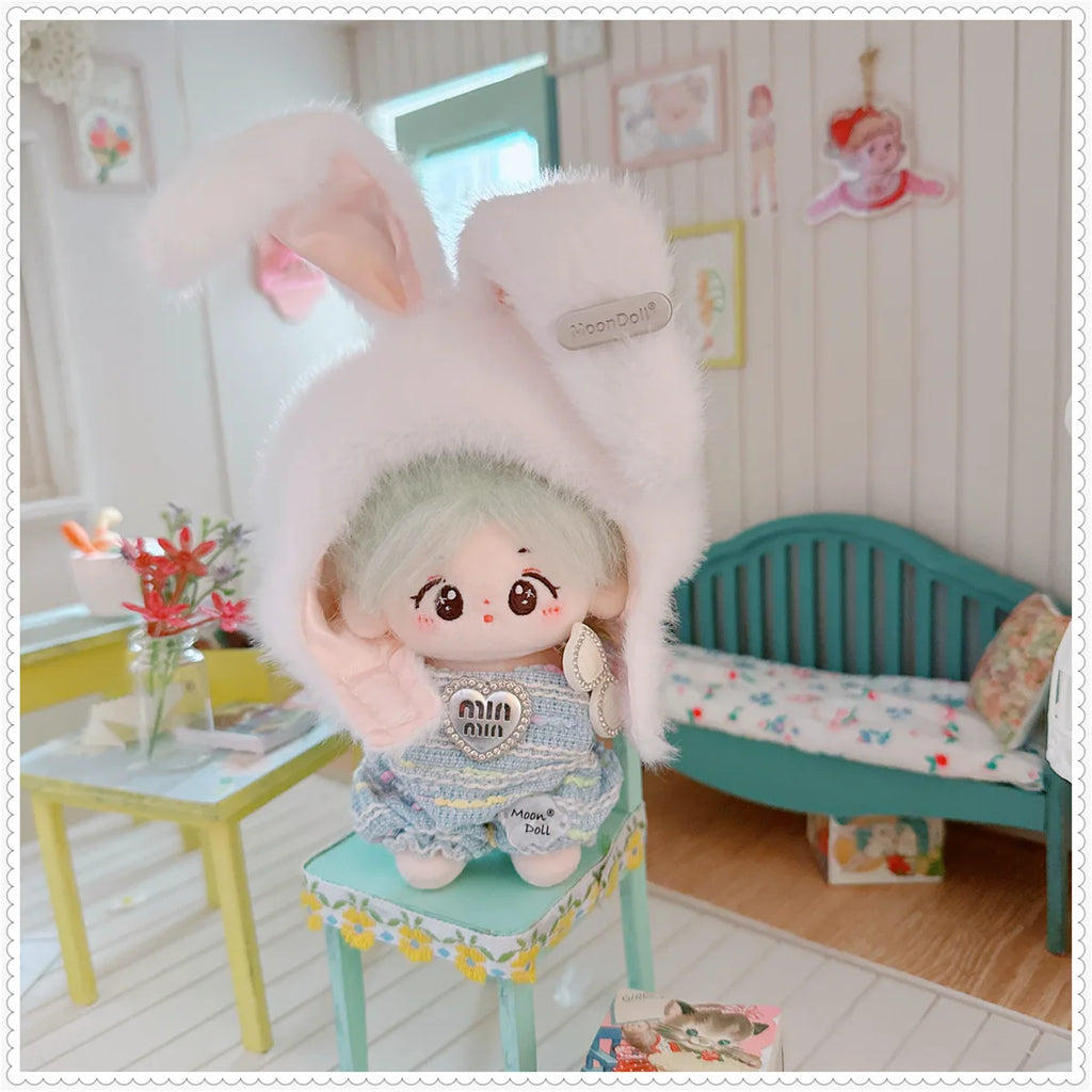 Bonita muñeca de algodón con orejas de conejo, sombrero para muñeca con cuerpo de estrella de 10/15/17cm, sombrero de felpa, accesorios de vestir, juguete DIY