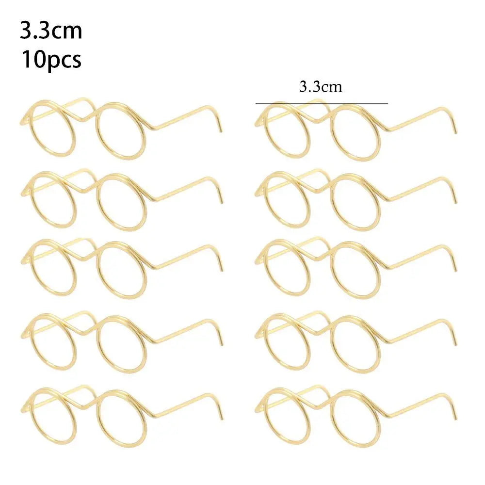 5 uds Retro negro Metal sin lentes gafas redondas muñeca gafas marco para Bjd moda juguete de peluche gafas muñecas accesorios juguete para niños